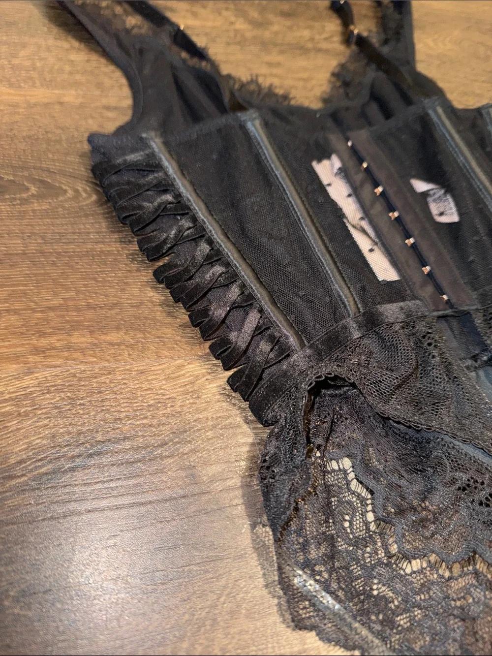 Victoria secret Black Velvet & Lace Bodysuit